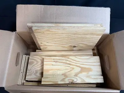Box of Assorted Plywood Pieces