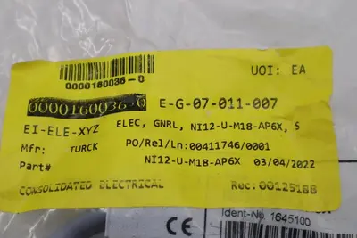 **NEW** TURCK INDUCTIVE SENSOR Ni12-U-M18-AP6X (1645100) STOCK G981A