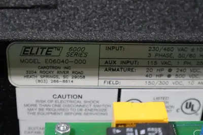 Carotron E06040-000 ELITE D.C. MOTOR CONTROLLER WITH CABINET NEW STOCK S-575
