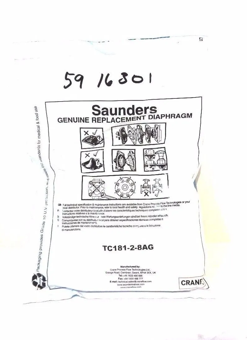 NEW SAUNDERS TC181-2-8AG DIAPHRAGM REPLACEMENT TC18128AG