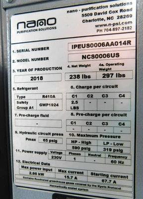 USED NANO RECIRCULATION CHILLER NCS0006US