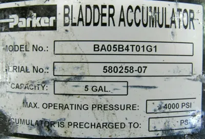 NEW PARKER BA05B4T01G1 BLADDER ACCUMULATOR 4000PSI