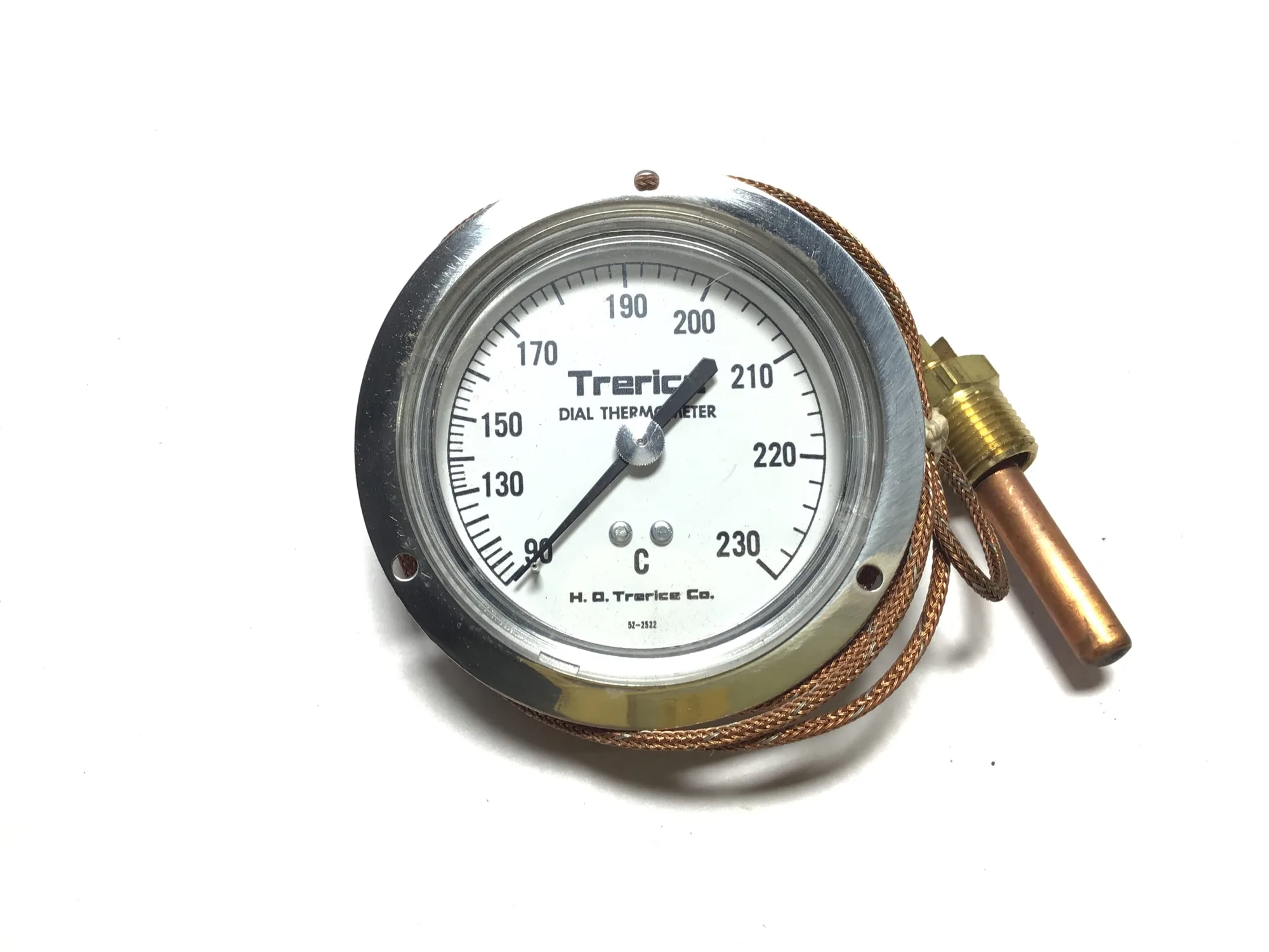 Trerice V80440 Dial Thermometer with Bronze Braid Armor Range 90-230C