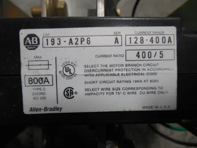 Allen Bradley 193-A2P6 Manual Reset Overload Relay Used