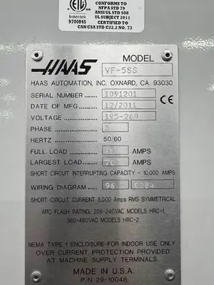 2011 HAAS VF-5SS Machining Centers, Vertical | Great American Equipment Company (11)