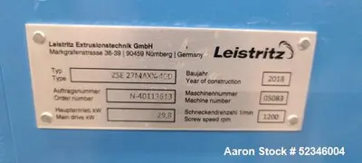 Used LEISTRITZ CORPORATION ZSE 27 MAXX-40D Extruders Illinois US | Aaron Equipment #86576