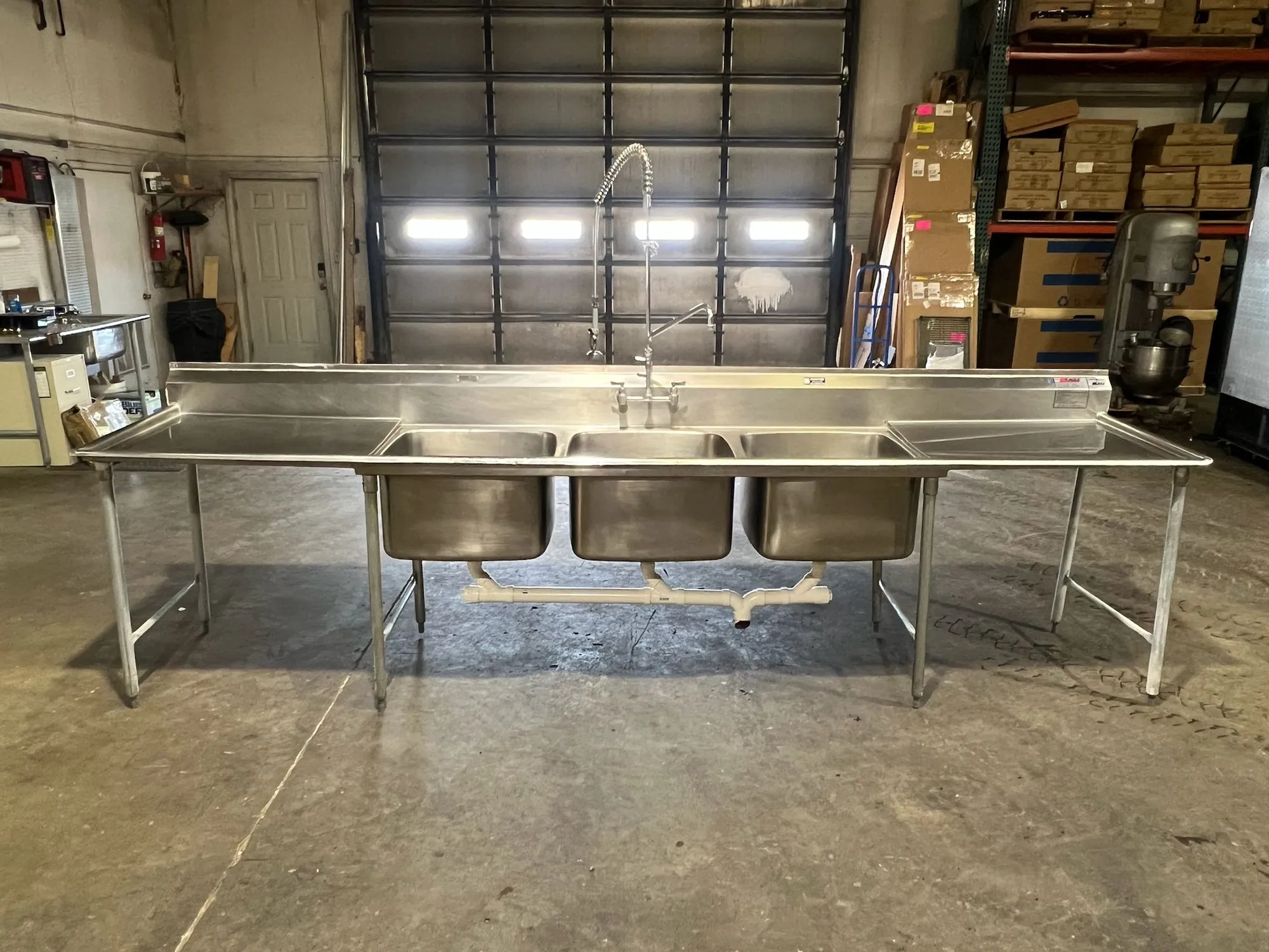 Used Eagle Used 150" Eagle Stainless 3 Compartment Sink with Faucet and Sprayer Sinks Illinois US | Falcon Restaurant Supply #1375565