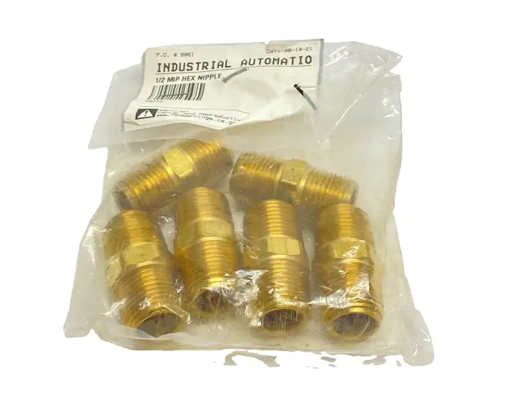 New | in-Stock Midland Industries Hex Nipple Male 1/2" NPTF x Male 1/2" NPTF LOT OF 6 Misc Fasteners Michigan US | Maverick Industrial Sales #1391075
