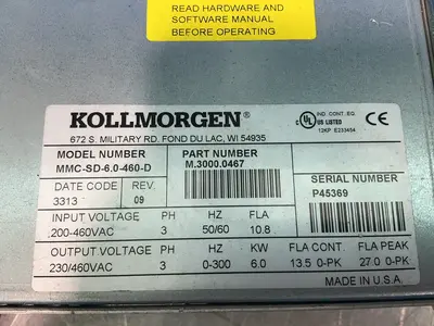 Used KOLLMORGEN MMCSD6.0460D Servo Drives Ohio US | HGR 24 #1330274