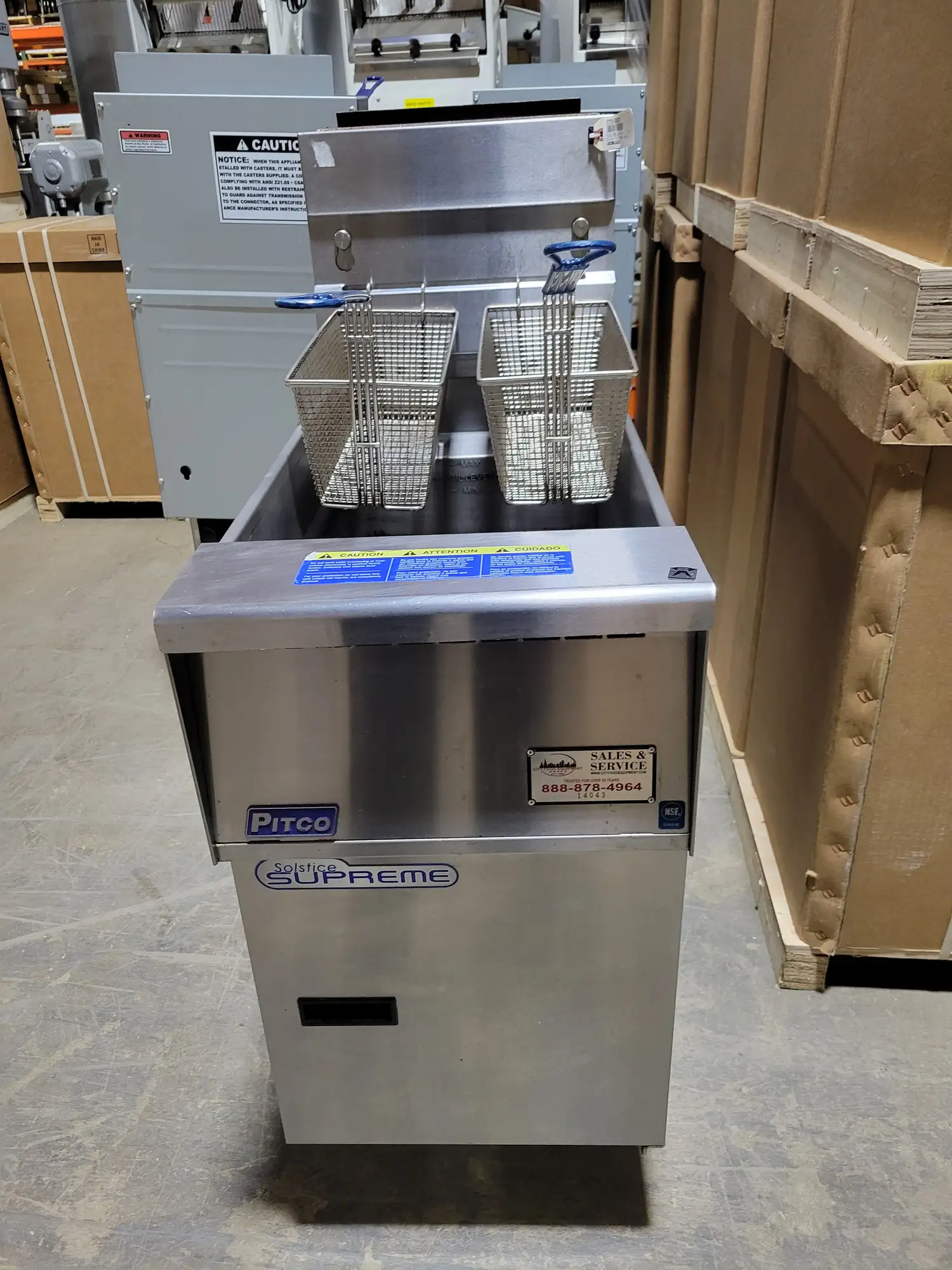 Used Pitco SSH55 Gas Fryer - (1) 50 Lb. Vats, Floor Model, Natural Gas