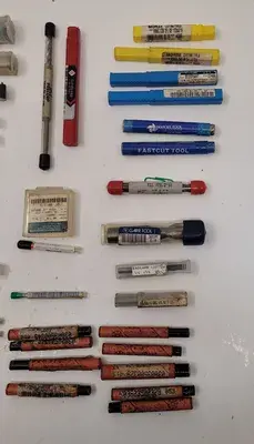 ASSORTED TOOLING SET - 42 PIECE MIX OF TAPS, DIES, DRILLS, AND END MILLS