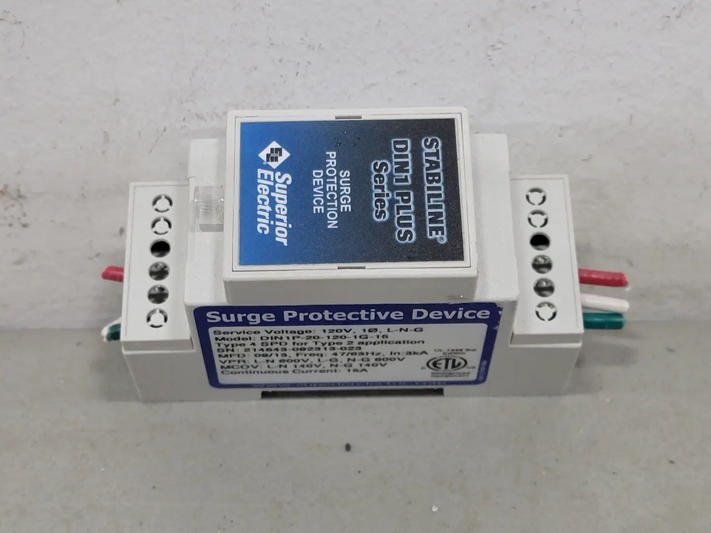 USED 2013 SUPERIOR ELECTRIC DIN1P-20-120-1G-15