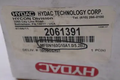 Hydac 2061391 Filter Assy MFBN160G10A1.0/5.2B3 - STOCK GF464