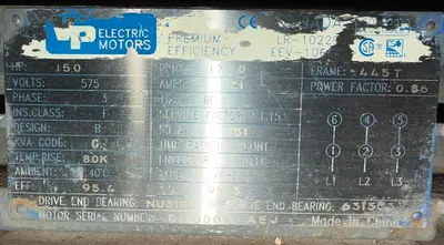 USED VP ELECTRIC MOTORS 445T