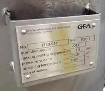 Westfalia PSC 1-06-177 Pathfinder biotech clarifier centrifuge, 316SS.