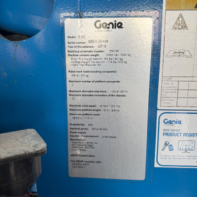 USED 2018 Genie S-65