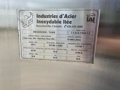 Used 2641 Gallon Insulated Tank, 304 Stainless Steel