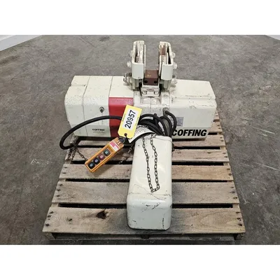 Used Gorbel Model FS300-14-12 Free Standing Jib Crane 2-Ton w/ Coffing Hoist