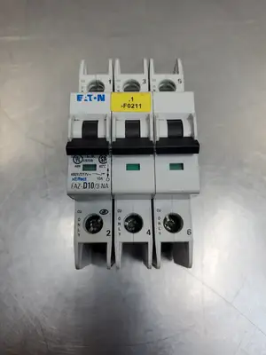 USED Eaton FAZ-D 10/3-NA Circuit Breaker, 10A, 480Y/277V
