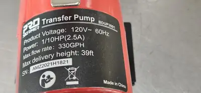 PROSTORMER BDUP2601 Electric Mini Portable Transfer Pump (BIN741)