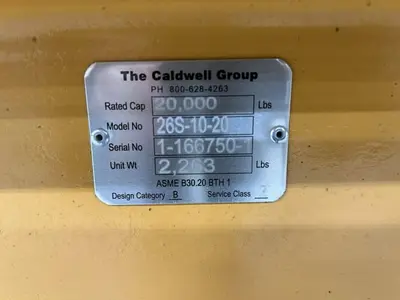 Used CALDWELL 26S-10-20 Lifting/Spreader Beams Georgia US | The Equipment Hub #717901