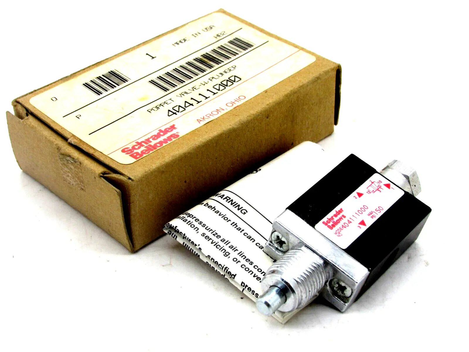 NEW SCHRADER BELLOWS 404111000 POPPET VALVE W/PLUNGER