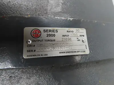 Emerson US Motors HWN2502GM0004V53XU182TCNM Gearbox 90:1 Reducer Dual Shaft