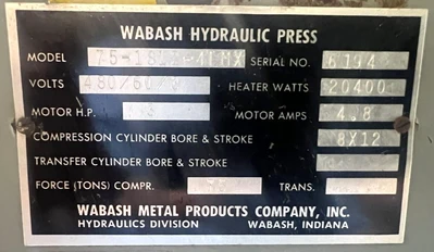 USED WABASH WABASH 75-1812-4TMX PRESS