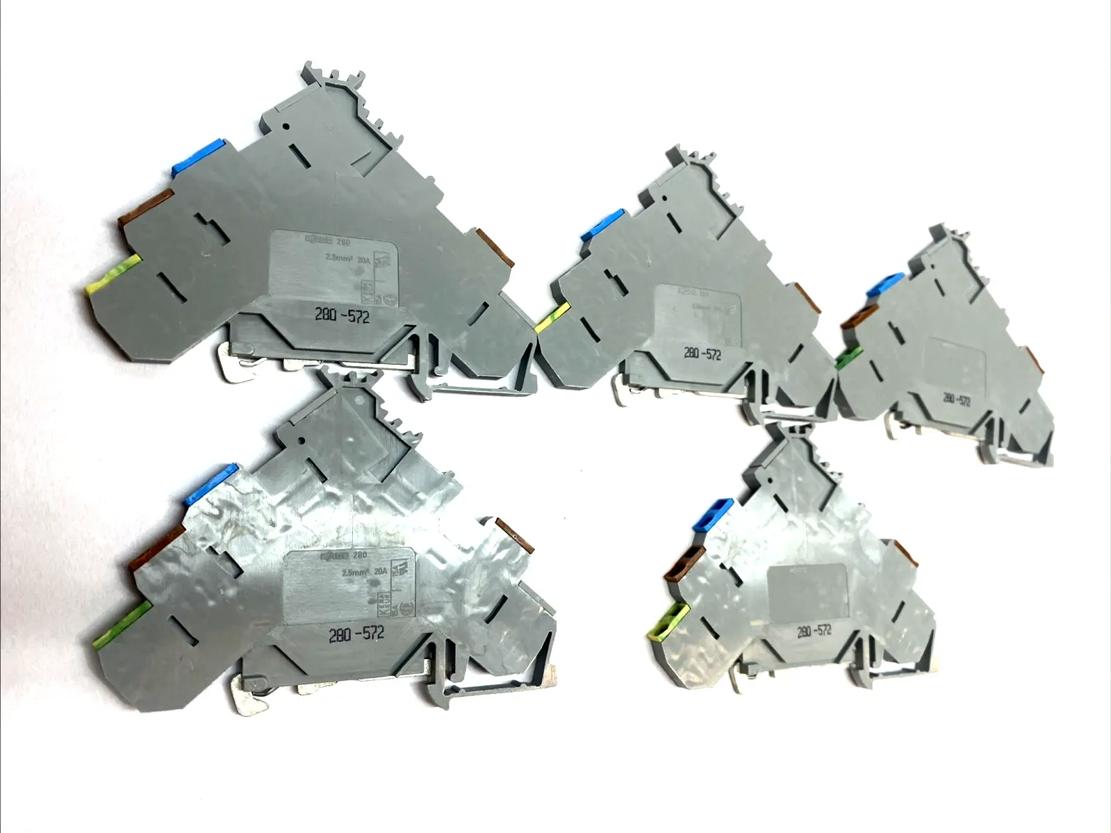 WAGO 280-572 3‑Conductor Actuator Supply Terminal Block DIN‑Rail Gray LOT OF 5 - Used