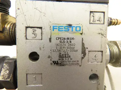 Festo  CPE24-M1H-5LS-3/8 Pneumatic Solenoid Valve 24VDC 3/2 Way