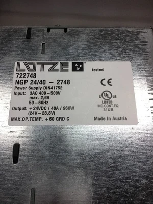 Used Lutze 722748 Power Supplies Indiana US | J&J Industrial Supply #513368