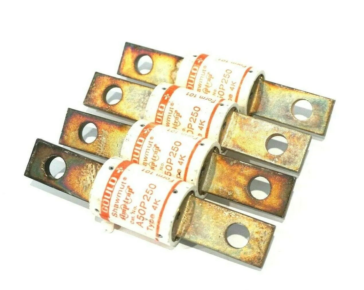 4 USED GOULD SHAWMUT A50P250 FUSES TYPE 4K
