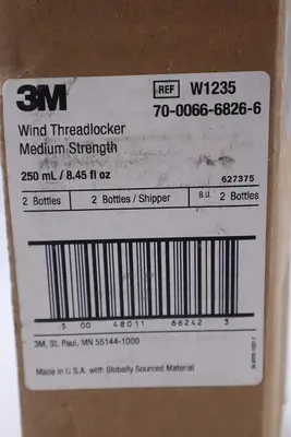 LOT OF 5 3M Blue Medium Strength Threadlocker 8.45oz (250ml) W1235 STOCK 2667