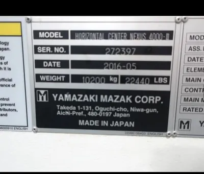 Used 2016 MAZAK NEXUS HCN 4000-III Horizontal Machining Centers Illinois US | Legacy CNC Machinery, LLC #390576