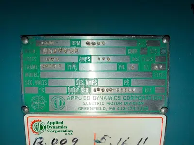 250HP APPLIED DYNAMICS CORP AC MOTOR FRAME 449TS