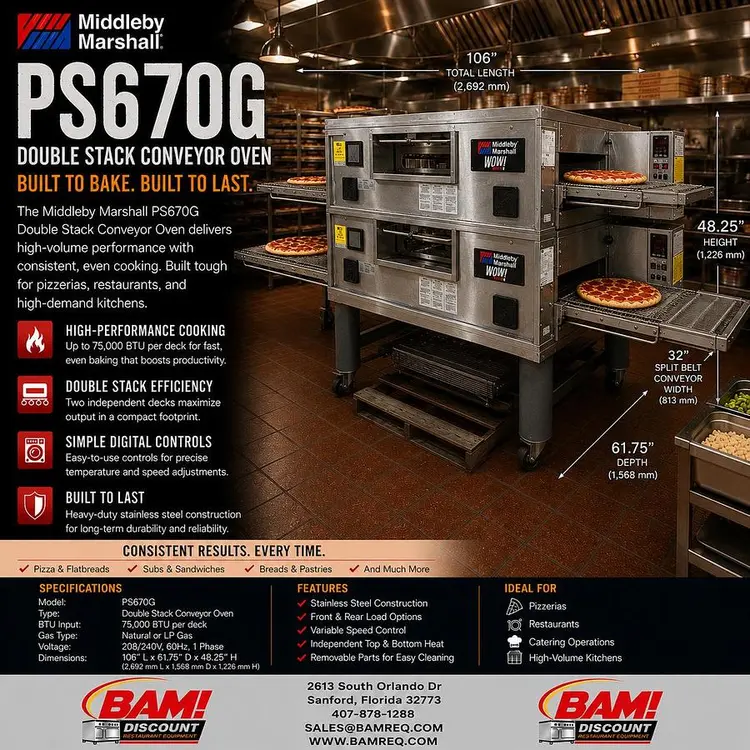 Used MIDDLEBY MARSHALL PS670G Conveyor Ovens Florida US | BAM Discount Restaurant Equipment #1283065