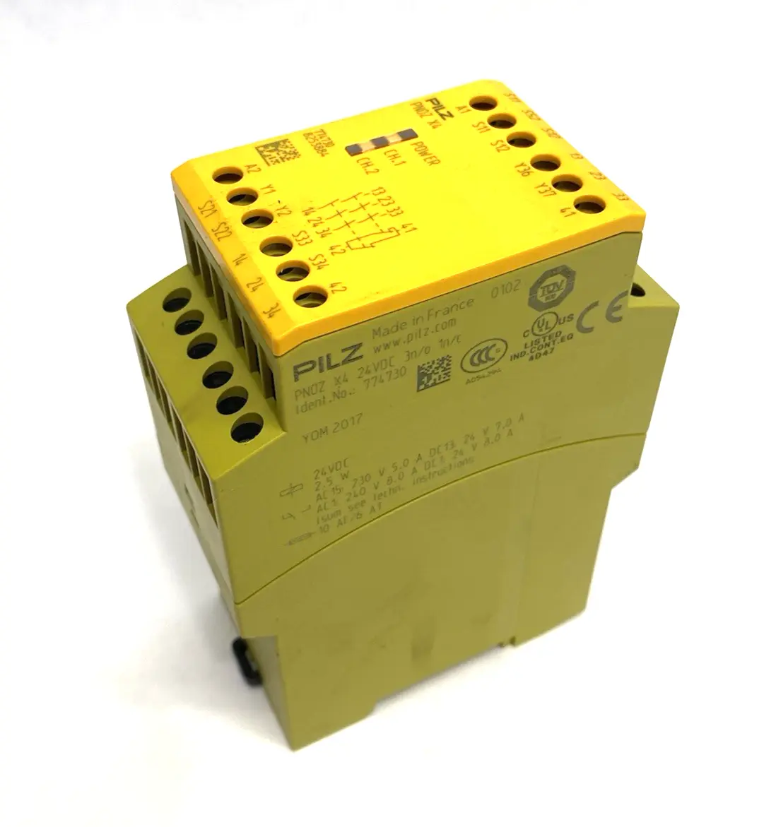 USED PILZ STANDALONE SAFETY RELAY 1 OR 2 CHANNEL, PNOZ X4 24VDC 3N/O 1N/C