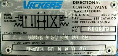 REFURBISHED VICKERS DG5S-8-0C-EM-WH-20 VALVE DG4V3-6C-M-W-H-40 DG5S80CEMWH20