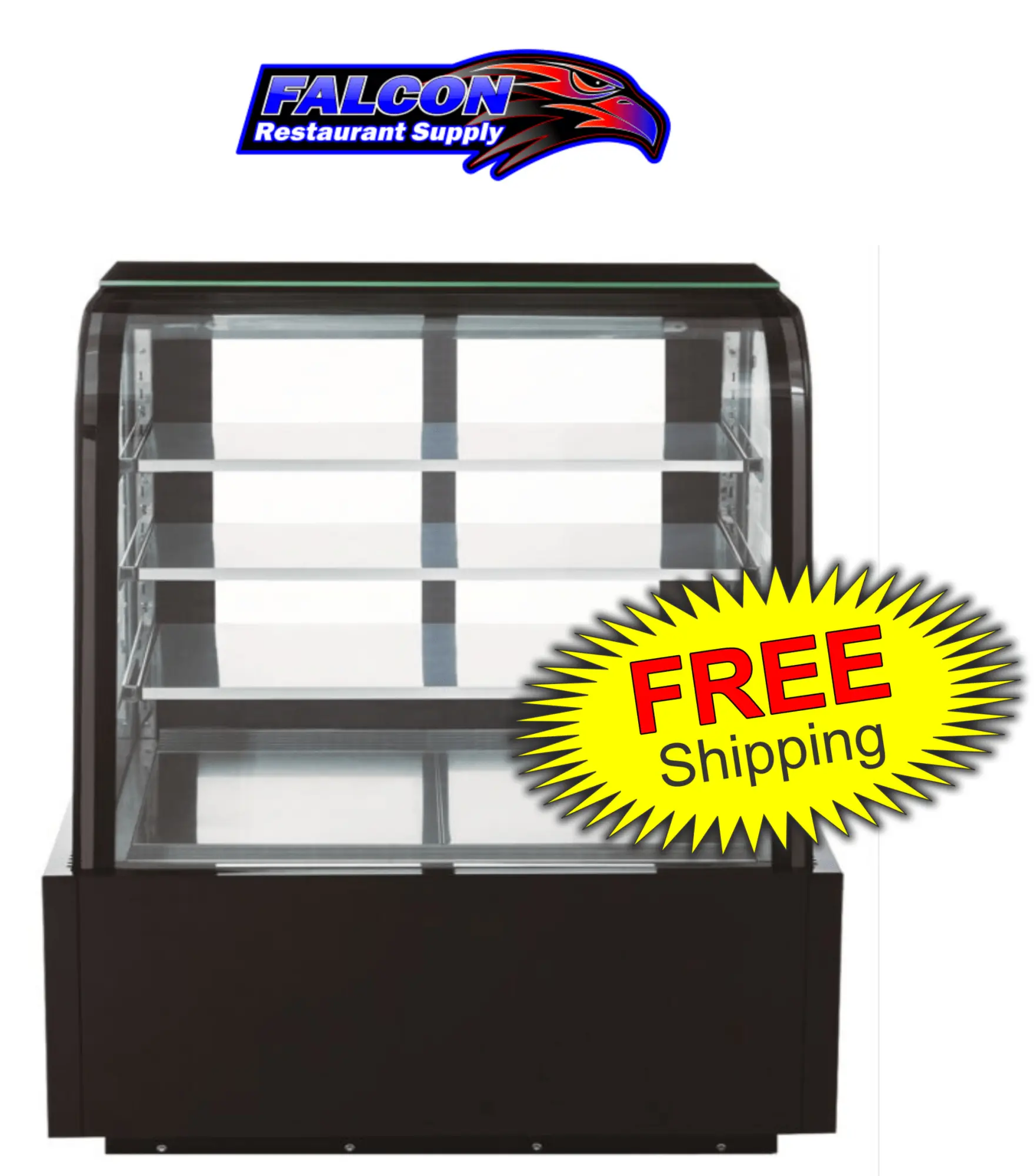 New | in-Stock Dukers New Dukers DDM48R-CB Curved Glass 48" Cake Showcase Display Refrigerators Illinois US | Falcon Restaurant Supply #1376336