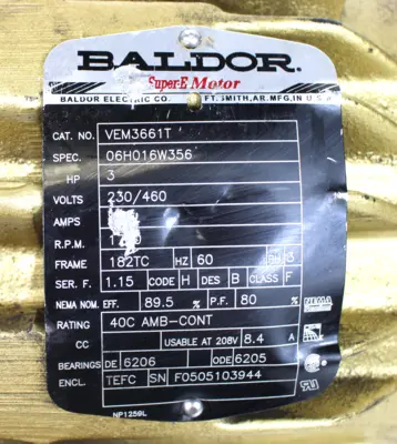 USED BALDOR VEM3661T