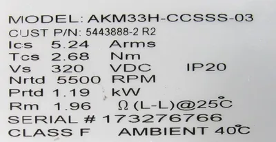 USED KOLLMORGEN AKM33H-CCSSS-03 SERVO MOTOR AKM33HCCSSS03 5443888-2R2