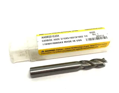 3854739 | Kennametal  KenCut™ Square End Mill 3 Flutes Plain Shank AADE0312J3A - New – Open box