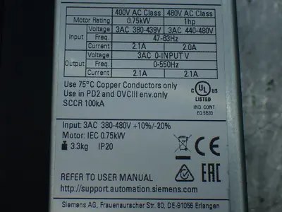 Used SIEMENS 6SL32201YE100UF0 AC Drive Power Modules Ohio US | HGR 24 #803000