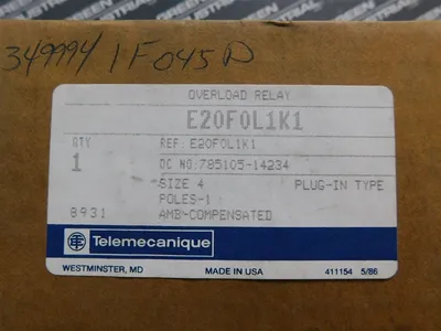 Telemecanique E20F0L1K1 Overload Relay Kit 200A 600VAC Size 4 Poles 1 New