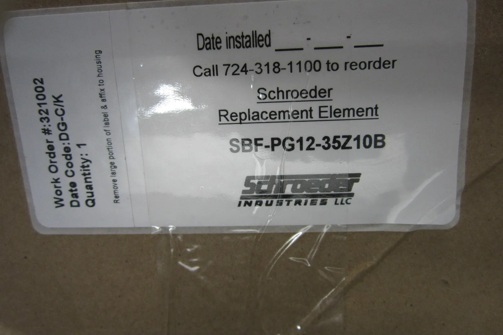 NEW SCHROEDER SBF-PG12-35Z102 FILTER SBFPG1235Z102
