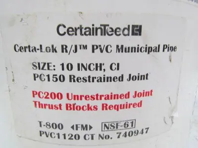 Certainteed Certa-Lok R/J 10" CI PC150 Coupling Municipal Pipe Restrained joint
