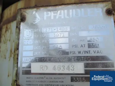 USED Pfaudler 25 Gal Pfaudler Kettle, Glass-Lined, 115#