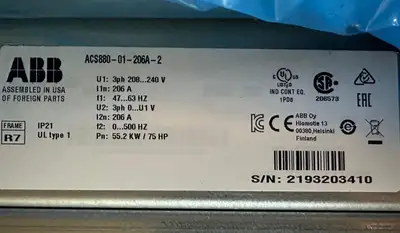 USED ABB ACS880-01-206A-2