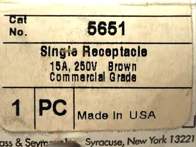 New | in-Stock Legrand Commercial Grade Single Outlet Receptacle Brown 15A 250V Electrical Fittings Michigan US | Maverick Industrial Sales #1392427