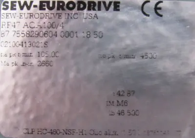 NEW SEW EURODRIVE RF47 AQA100/4 GEAR REDUCER 42.87:1 RF47AQA1004
